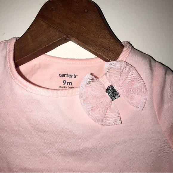 NWOT Carter’s light pink sparkly bow girls shirt - Picture 2 of 3